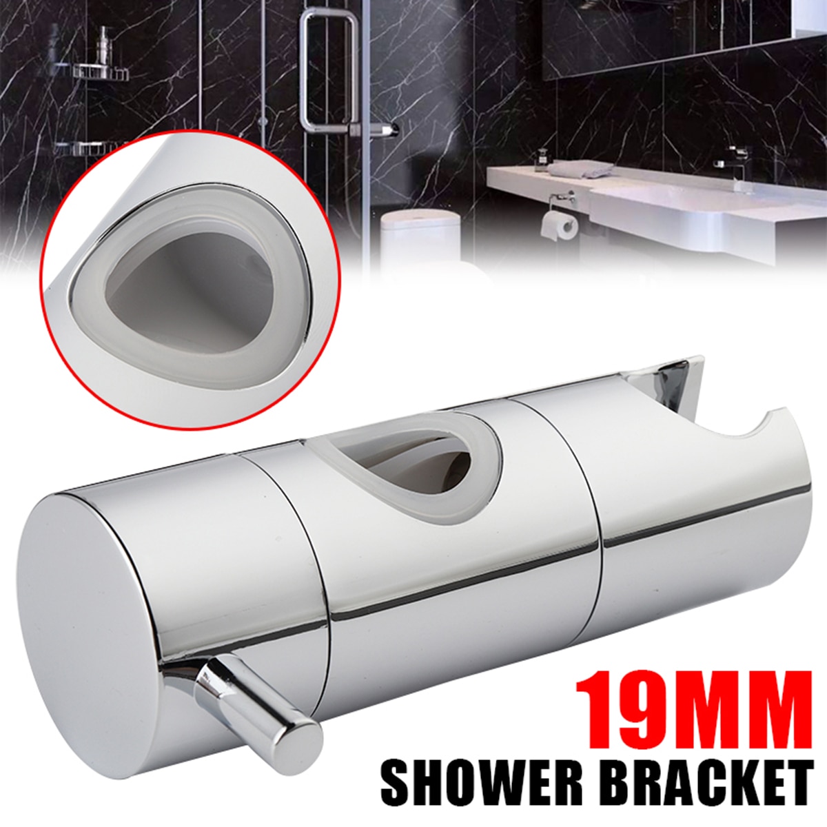 19mm ABS Chrome Shower Head Holder Bathroom Shower Bracket Rack Slide Bar Bathroom Faucet Accessories