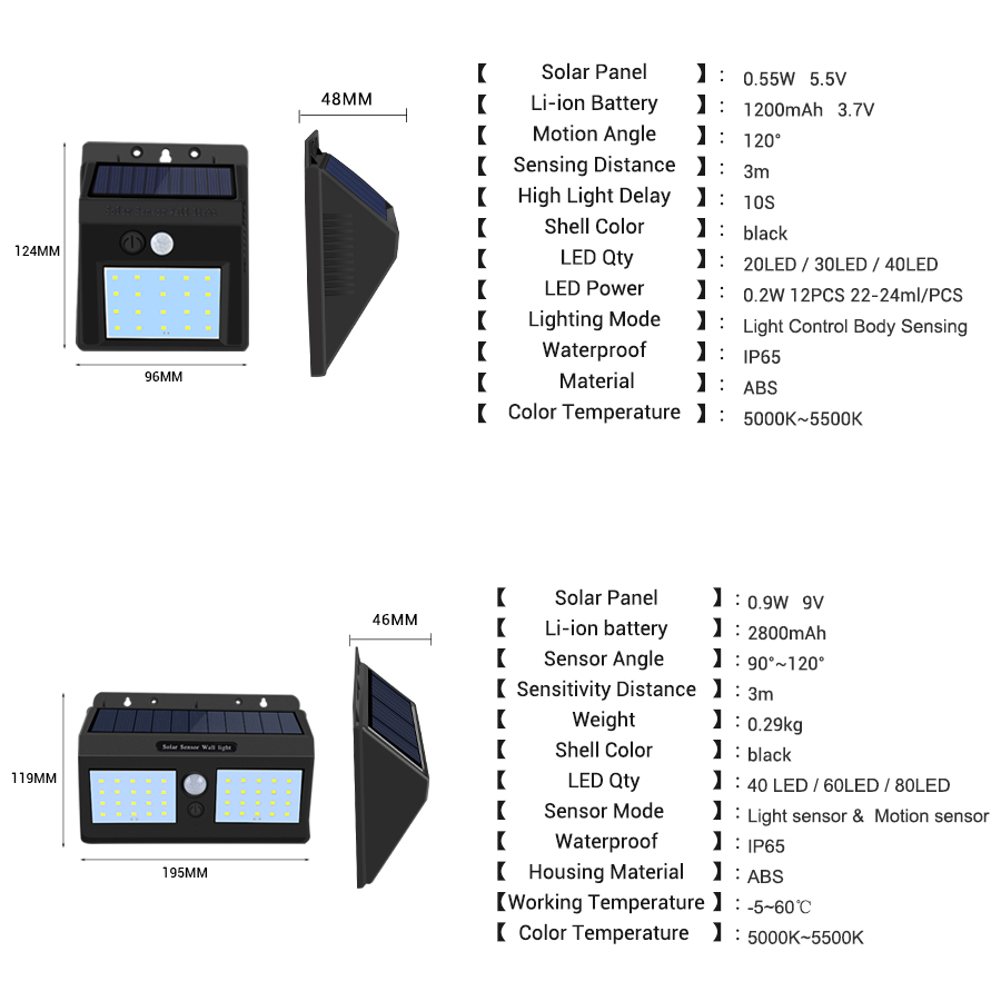 80 LED/100 LED Solar Light Outdoor Solar Lamp PIR Motion Sensor Wall Light Waterproof Solar Sunlight Powered Garden Street light