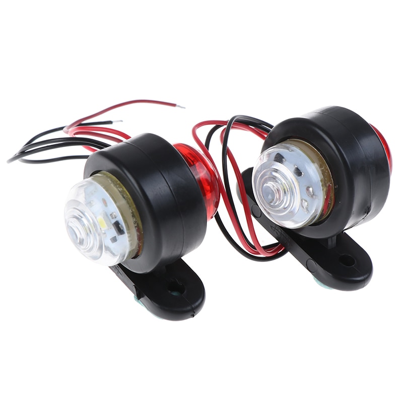 Luz LED de posición lateral para camión y remolque, indicador de señal de giro blanco y rojo, lámpara de señalización para camión, furgoneta, caravanas, 10-30V, 2 uds.