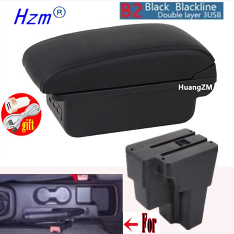 For KIA RIO Armrest For Europe South America Retrofit parts Car Armrest box Center Storage car accessories USB: B2 style black line