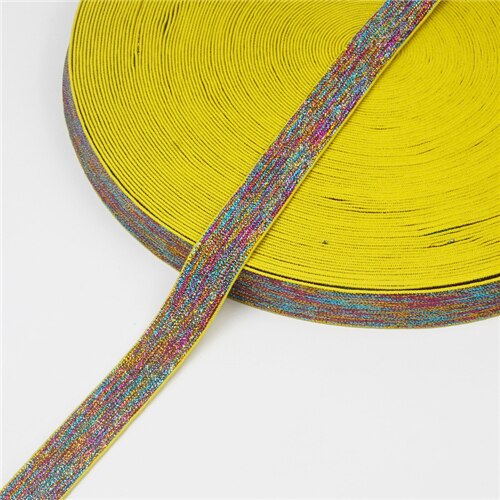 Elastische Band 2.5CM Kleurrijke Glitter Elastiekjes Breed 25mm voor Hoofdband Duurzaam Broek Rok Riem Naaien Kleding Accessoires 1M: Yellow color