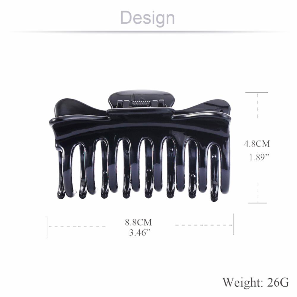 Zwart Grote Haar Claws Hoofddeksels Grote Haar Clip Krab Accessoires Acryl Haarspeld Paardenstaart Houder Klemmen Voor Vrouwen Douche Baden