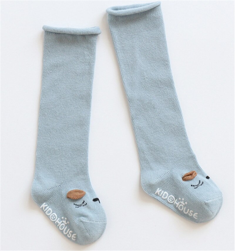 Schattige Baby Kousen Katoen Knie Hoge Kousen Anti-Slip Lange Been Warmer Unisex Kids Kousen voor 0-3 jaar: E / M