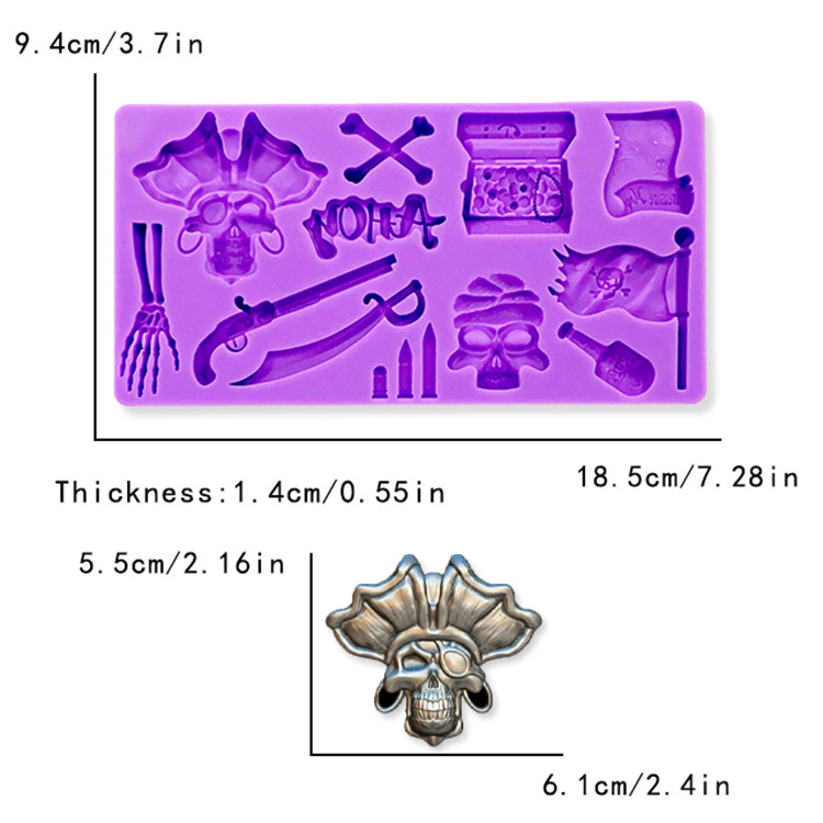 Moules en silicone en forme de crâne pour décoration de gâteau au chocolat, moules en résine, accessoires de cuisson Har Ant, élection bricolage, Halloween 7.5,