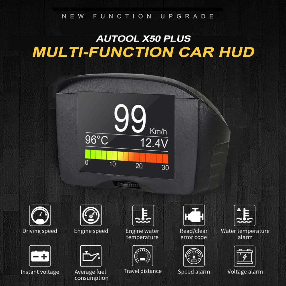AUTOOL X50plus X50pro X60 Car Head Up Display HUD Head Up Display Auto Projector OBD 2 Gauge Digital Speedometer Diagnostic Tool