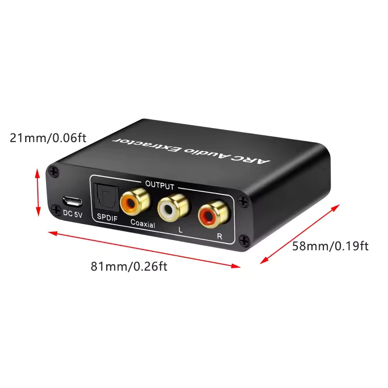 Extractor de Audio HDMI ARC DAC ARC L/R Coaxial SPDIF Jack Extractor convertidor de canal de retorno para fibra RCA 3,5mm auriculares para TV