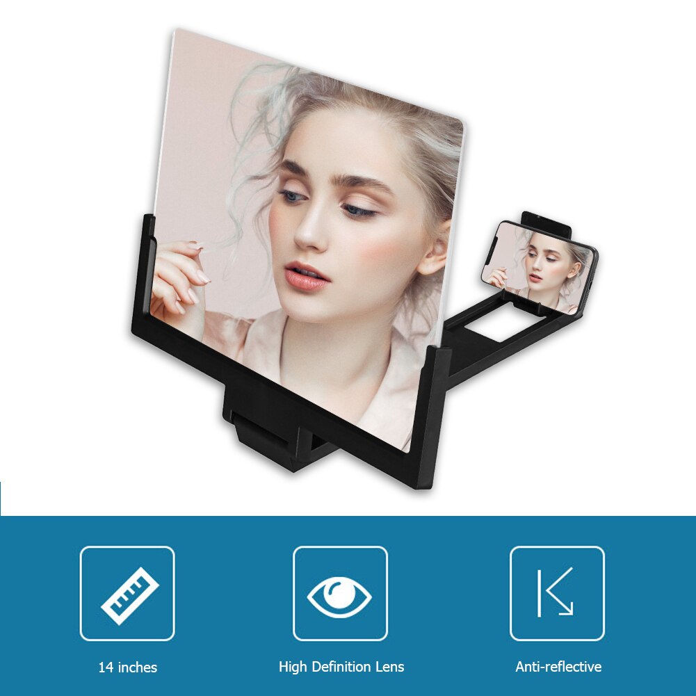 Mobile Phone 14 inch HD Screen Amplifier Stereoscopic Magnifying Glass Durable Foldable Phone Bracket Tablet Holder