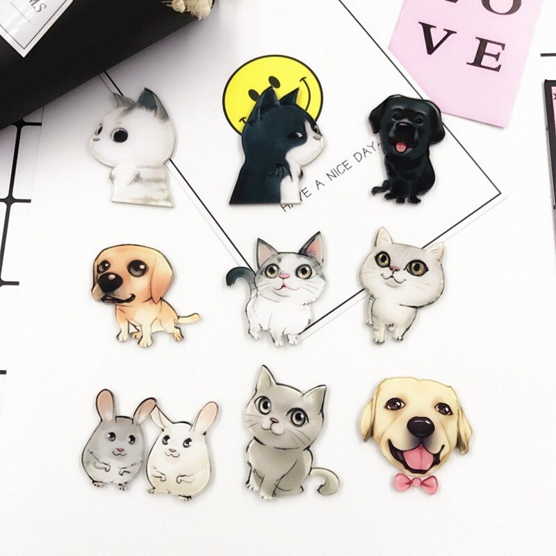 1Pcs Leuke Hond Cartoon Mode Broche Acryl Badge Kat Icoon Badge Pin Voor Kids Party Decoratie op Zak Kleding
