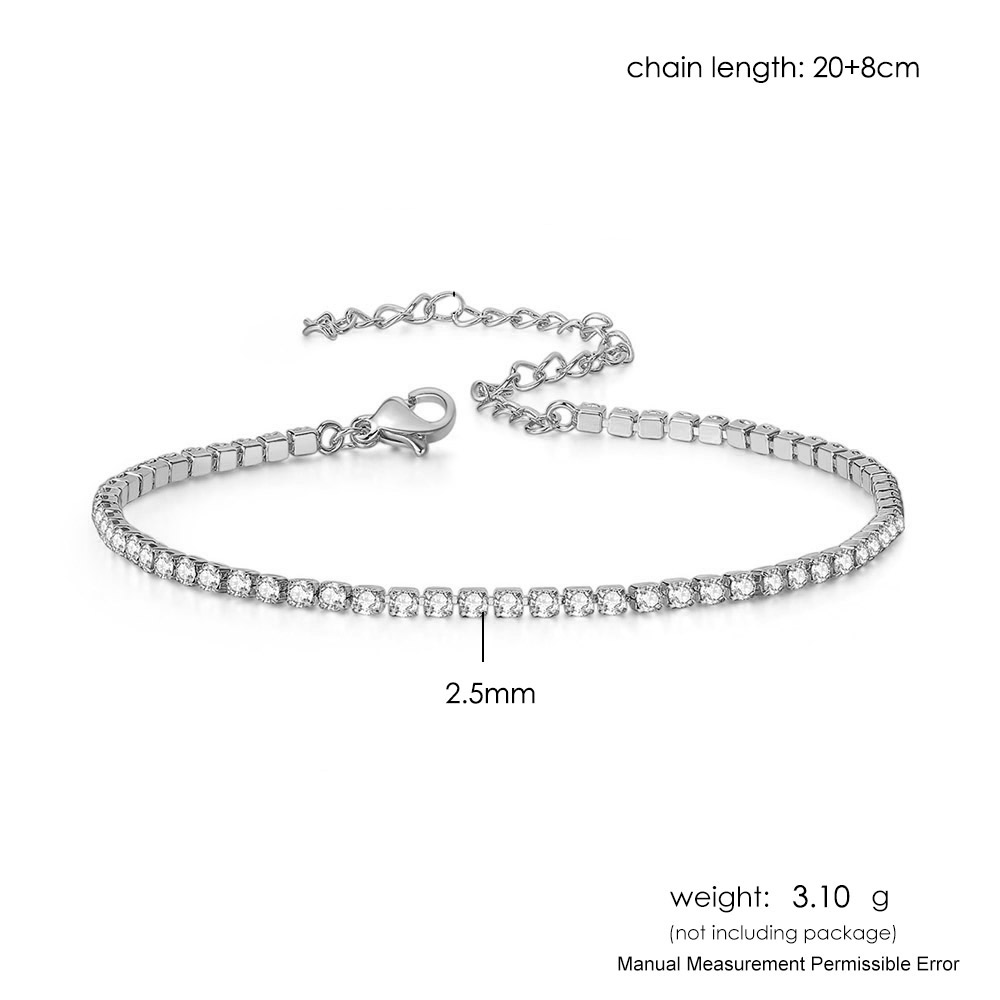 Iced out 4mm zirkon tennis fotled för kvinnor bländande armband på benet kedja sexig dekoration på foten smycken oha 001: 2.5mm silverfärg