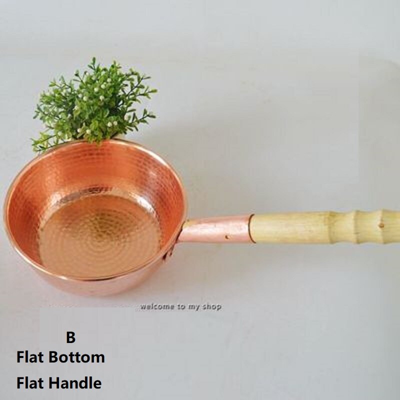 Handmade Pure Copper Rice Noodle Soup Pot Thick Wooden Handle: B