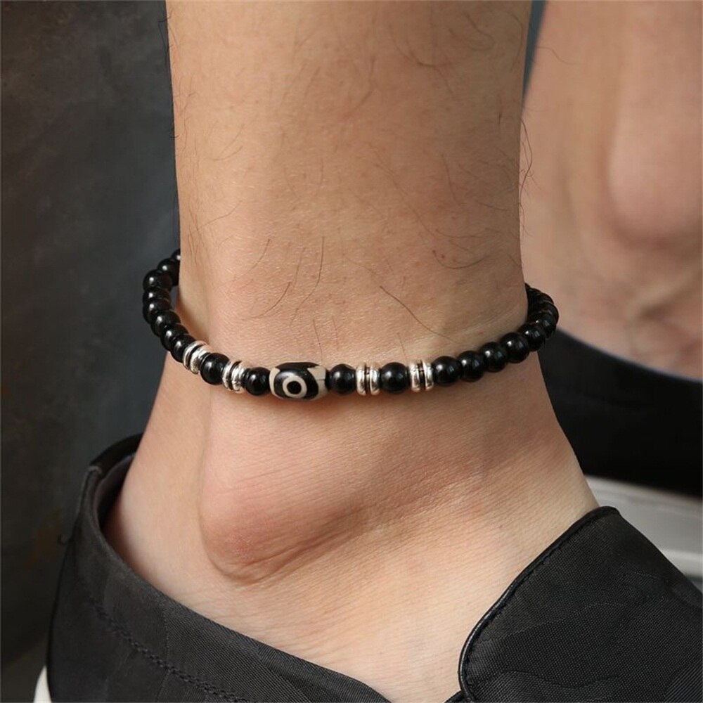 Beaded Ankle Bracelet Men Feet Jewelry Accessories Adjustable Length Lleg Bracelet Male Anklets