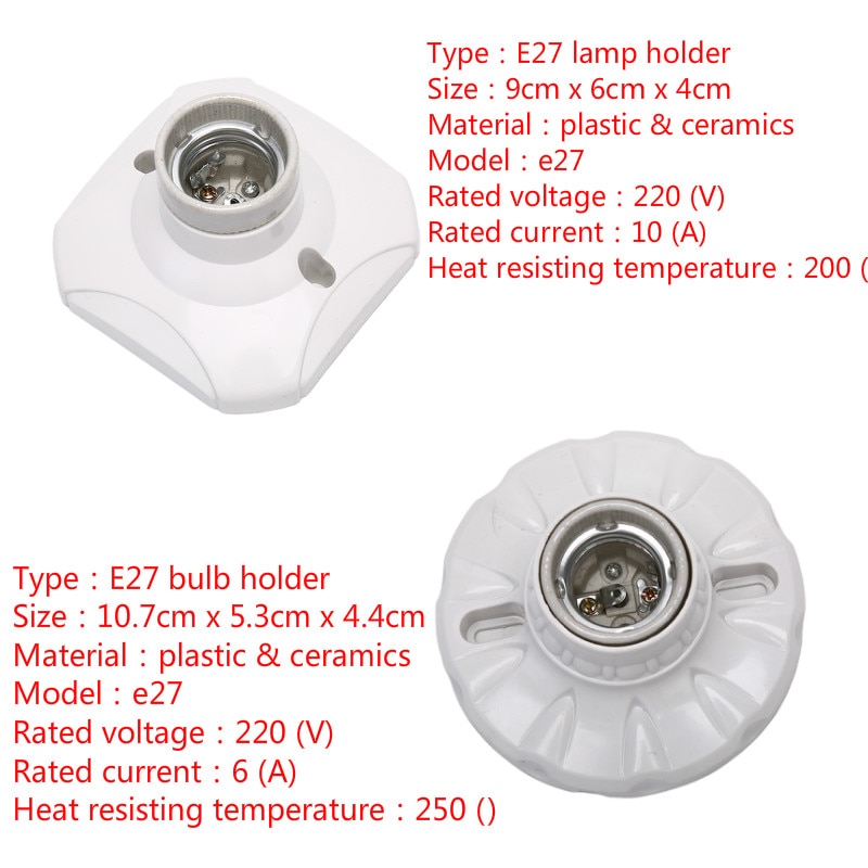 E27 keramik led lamphållare rund sockel bas hängande lamp sockel sockel 6a 10a 220 v