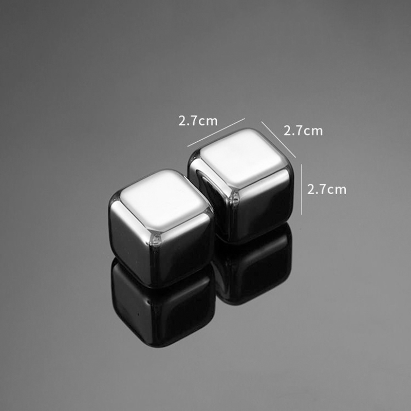 4/6/8 Pce Stainless Steel Ice Cubes Whiskey Stones Set Drinks Wine Champagne Cooler Round Reusablel Ice Cube Bar Utensils
