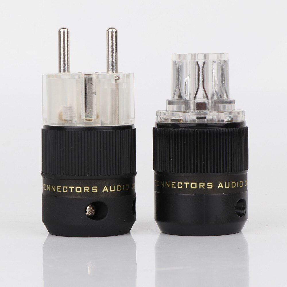 Schuko Power Plug EU Plug Hifi European plug Male Female Power Plug 24K Gold plated Rhodium silver Plated HIFI diy