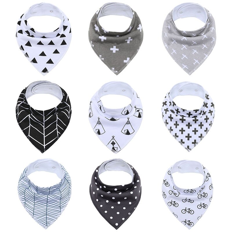 9pcs/set Organic Tiny Cottons Autumn Baby Bibs Baberos Babador Bandana Fantasia Bebe Burp Cloth Saliva Towel Baby Scarf