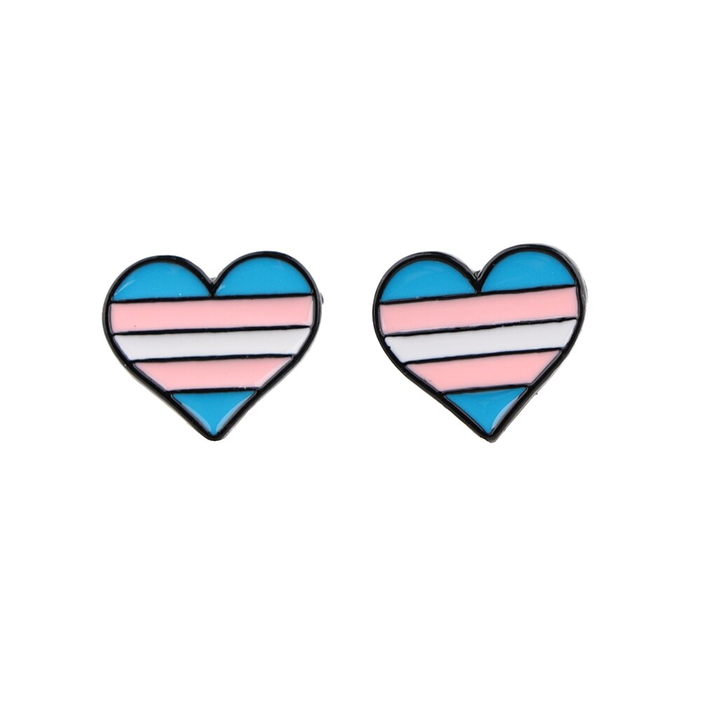 MD1697 Regenboog Transgender Vlag Trots Lgbt Liefhebbers Hart Piercing Stud Earring Sieraden Voor Vrouwen Mannen Rvs Oorbel: 1