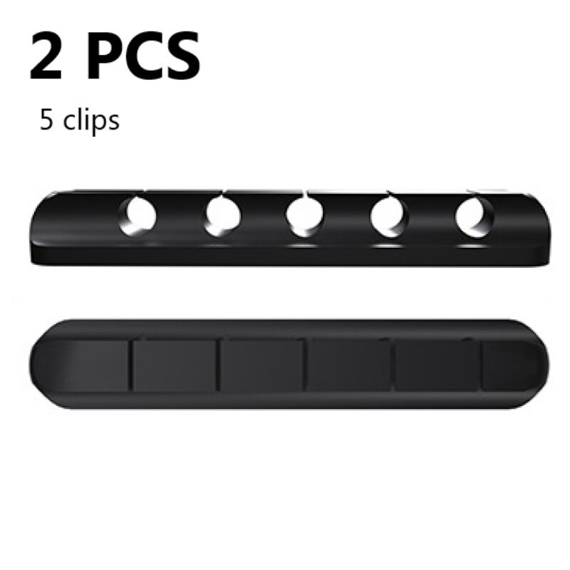 Cable Organizer Silicone USB Cable Winder Desktop Tidy Management Clips Cable Holder for Mouse Headphone Wire Organizer: 2PCS 5 clips