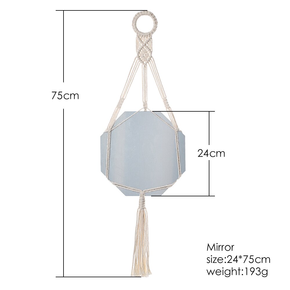 Boho Macrame specchio da parete decorazioni per la casa specchi decorativi decorazioni per la stanza estetica specchi da parete per soggiorno decorazione del bagno