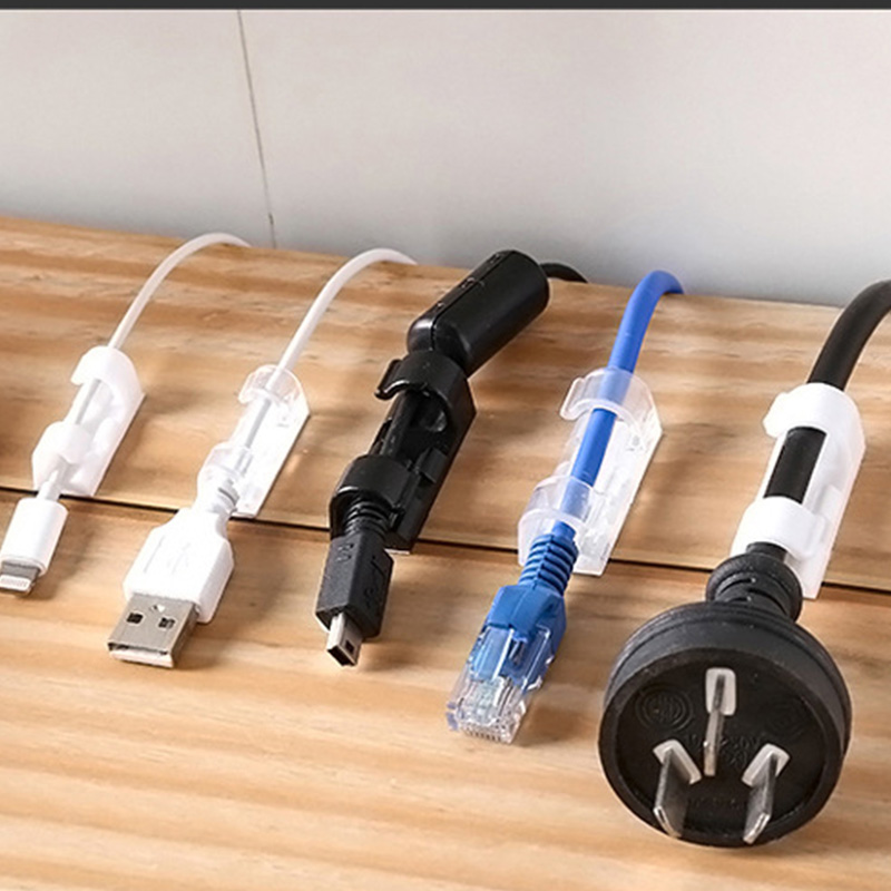 Cable Organizers Wire Fixed Desktop Solid Clip Self-Adhesive Punched Cord Manager Cable Line Product Desk Accessories Organizer