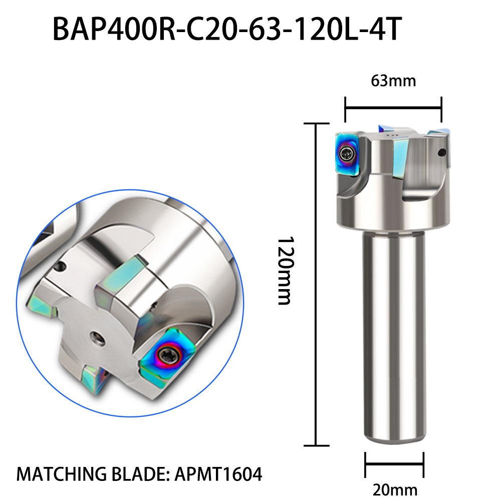 Varilla de fresado integrada tipo torreta R0.8, vástago recto C16 C20, fresadora de torreta, herramienta, fresa de cara rugosa