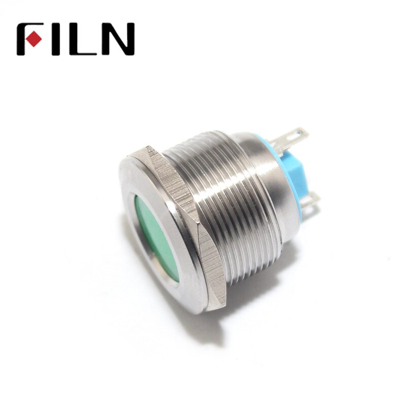 Lampe de signalisation ronde plate en métal à led 22mm 3v 6v 12v 24v 220v lumineux rouge jaune bleu blanc