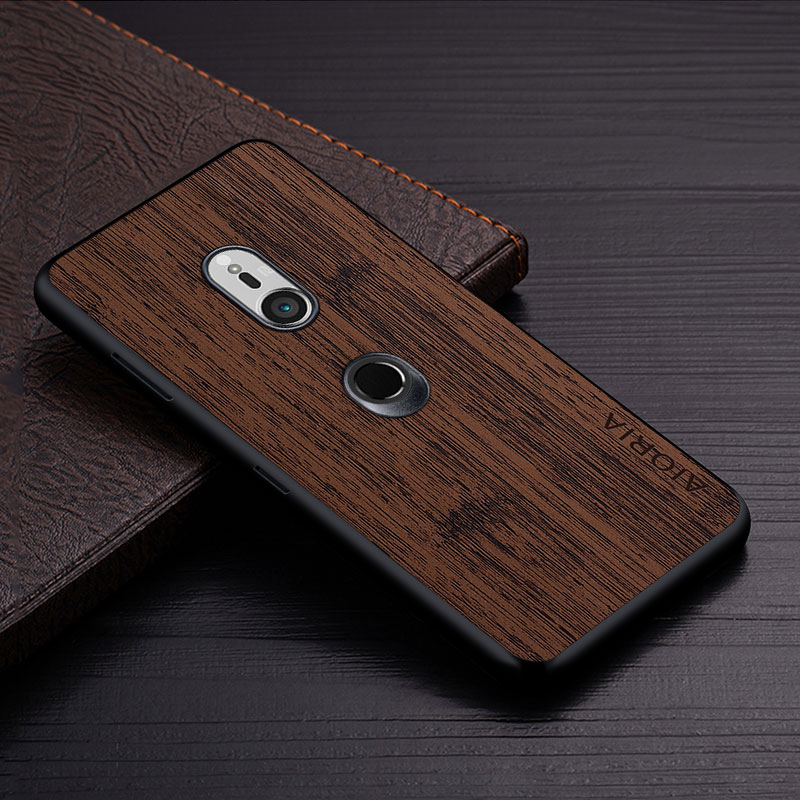 Case Voor Sony Xperia XZ3 Funda Bamboe Hout Patroon Lederen Skin Telefoon Cover Luxe Coque Voor Sony Xperia Xz3 Case capa: Coffee