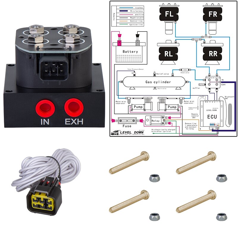 Electrovanne de Suspension pneumatique de 12V, contrôle de l&#39;amortisseur pneumatique, kit d&#39;électrovanne VU2 de 0 à 300psi