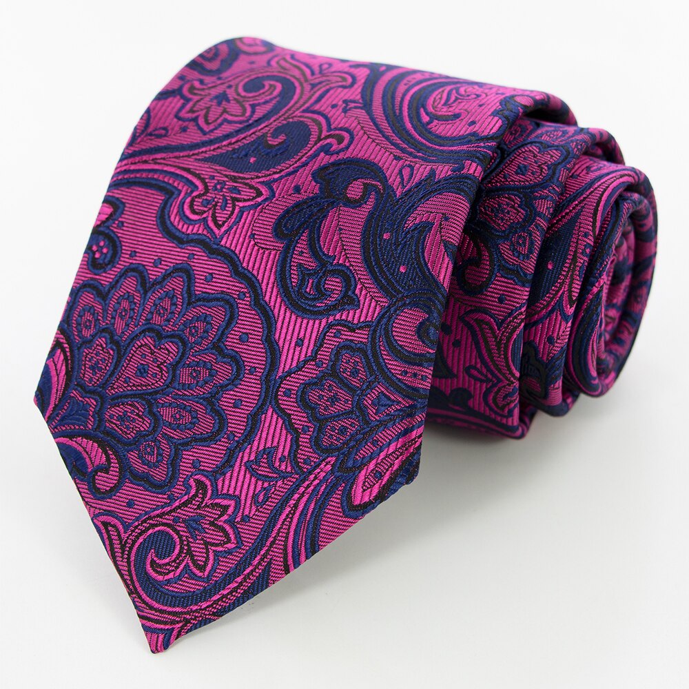 KAMBERFT Silk Mens Ties 8cm Floral Paisley Jacquare Woven Ties For Men Cravata Business Wedding Accessories: 07
