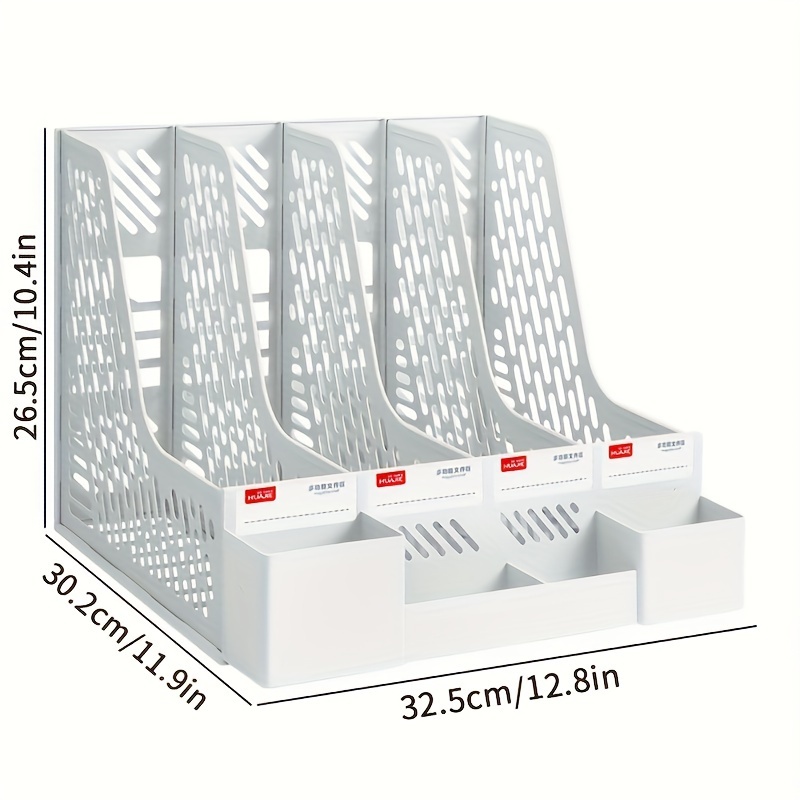 4 Packs Plastic Desk Organizer File Folder, Desktop Magazine Holder, Office File Sorter Rack, Vertical File Dividers: Yellow