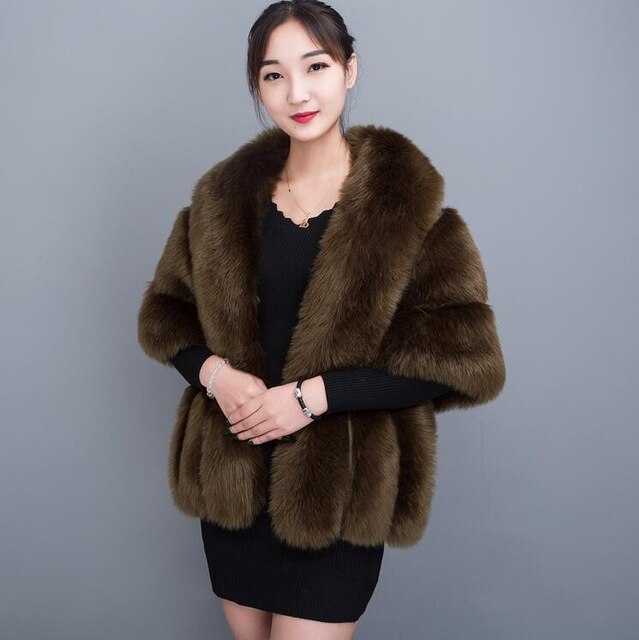 JaneVini Weiß Winter Braut Pelz Faux wickelt Frauen Warme Tücher Mäntel Hochzeit Mantel Jacken für Abend Party Etole Mariage: Armee Grün