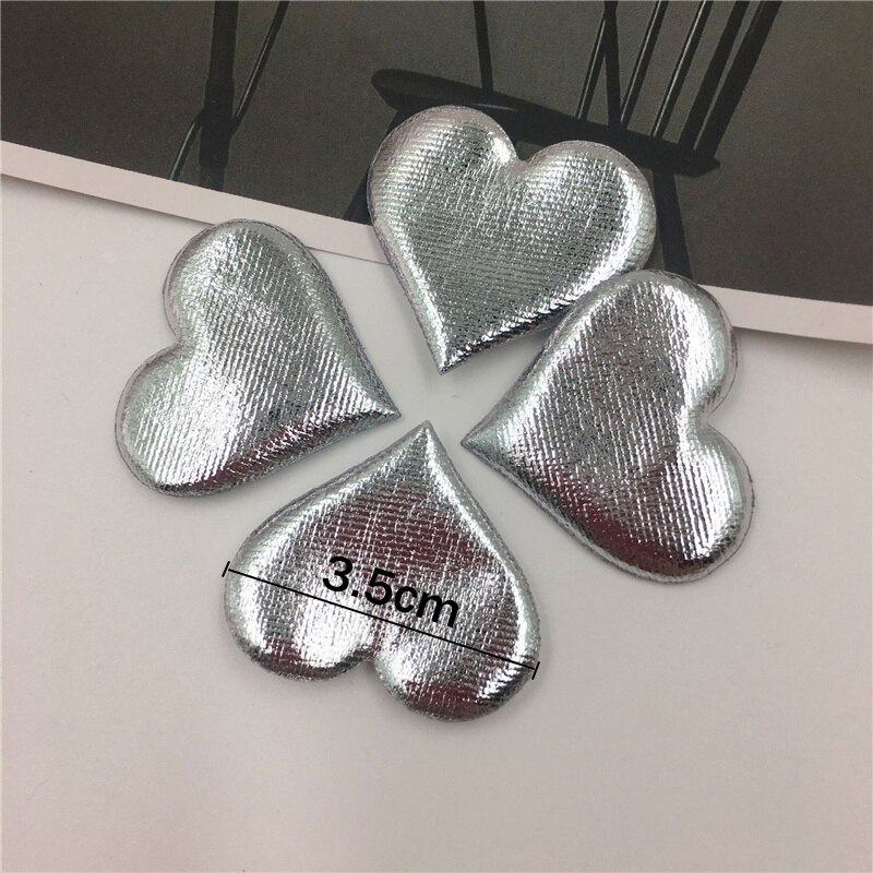 100 st guld/silver svamp vadderade hjärtprydnader pyssel barn håraccessoar material bröllopsfest dekoration utsmyckningar