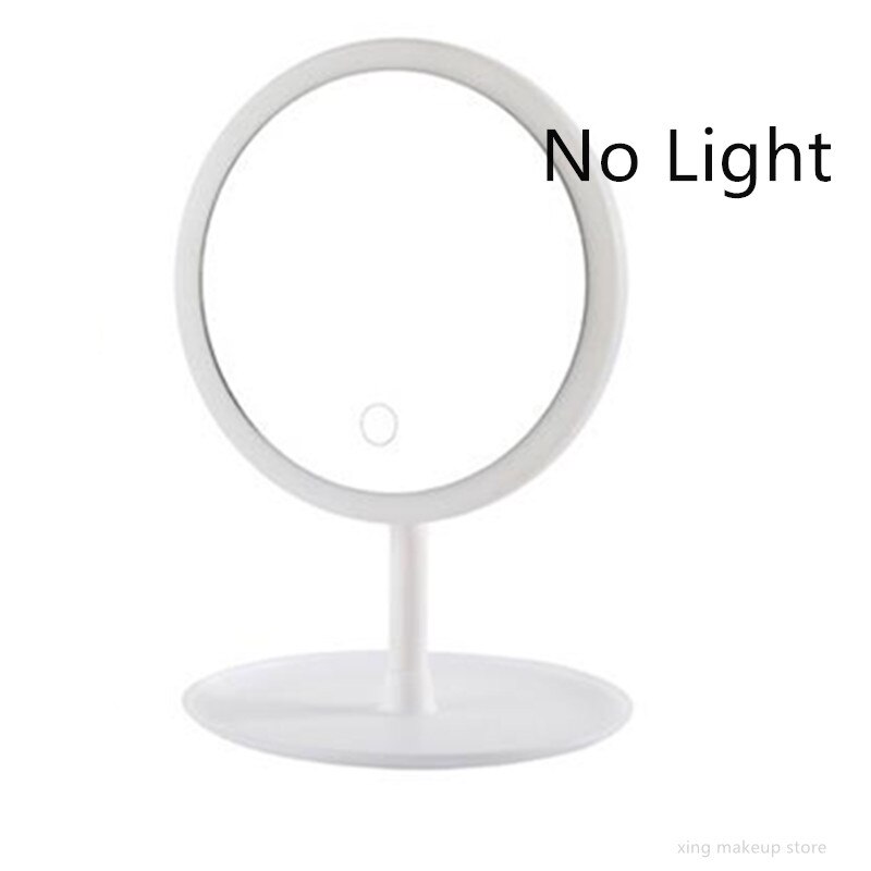 USB Charging Detachable Makeup Mirror With LED Light Touch Screen Vanity Mirror Storage Cosmetics Mirror 30#10: no light white