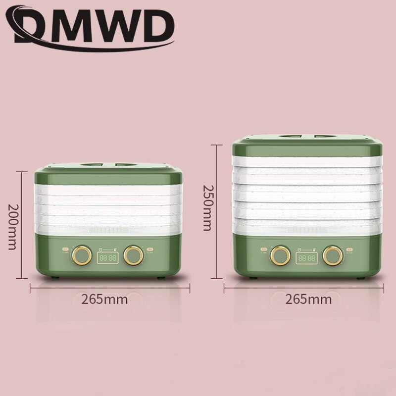 Secador de aire multifunción para frutas secas, máquina de secado de carne, verduras y hierbas, temporizador Digital, Control de temperatura, deshidratador de alimentos, 5 bandejas