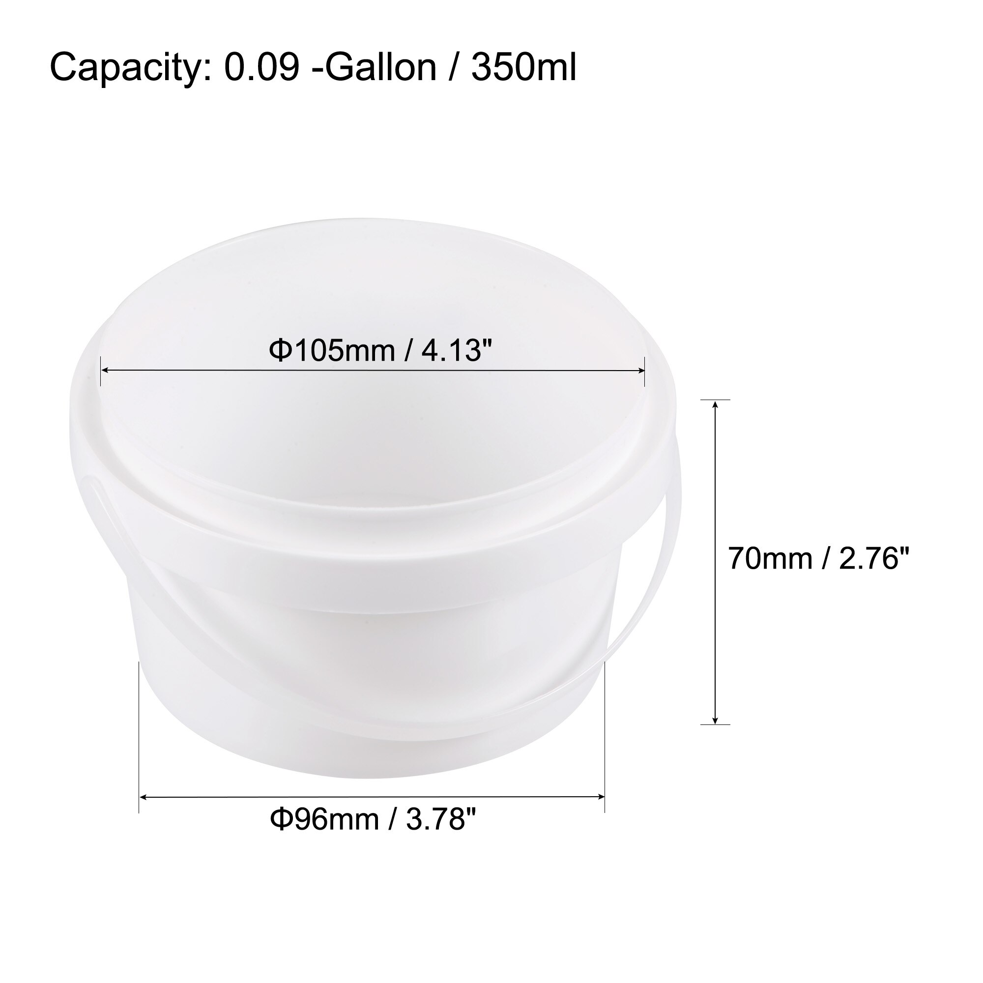 Uxcell Plastic Paint Pail Multipurpose Container 0.09 -Gallon / 350ml White Paint Cup with Handle and Lid