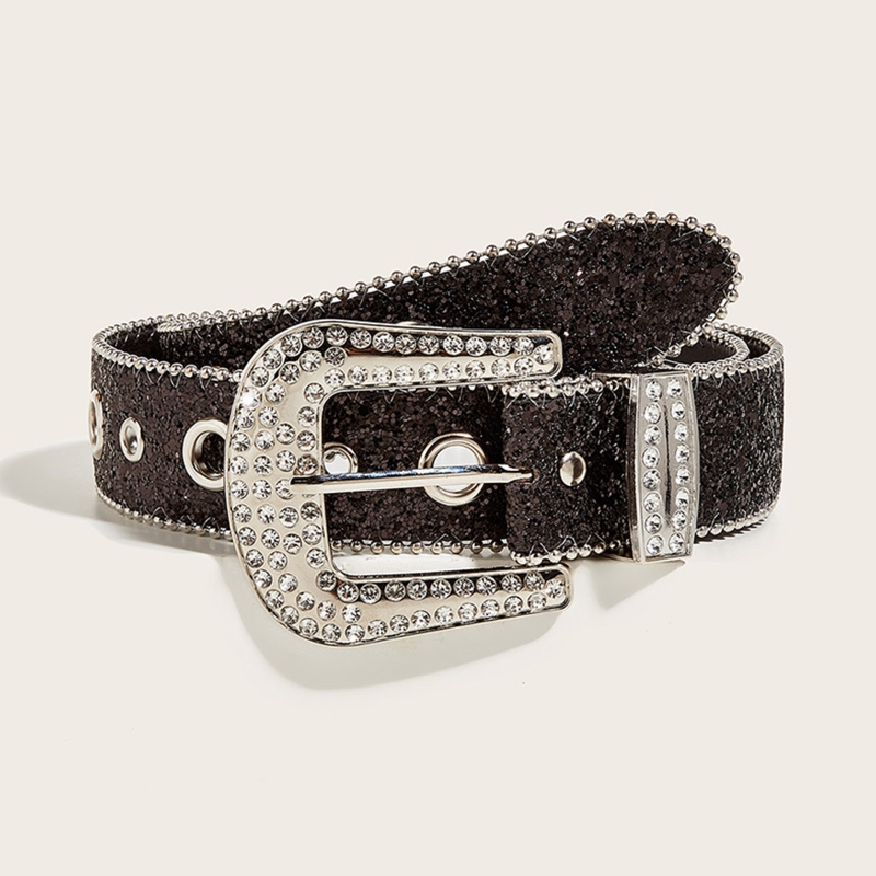 Cinturones góticos de diamantes de imitación para mujer, PU correa de cuero, cinturones de diamantes de imitación, vaquero occidental Y2K para niñas, cinturón de para Jeans, DXAA
