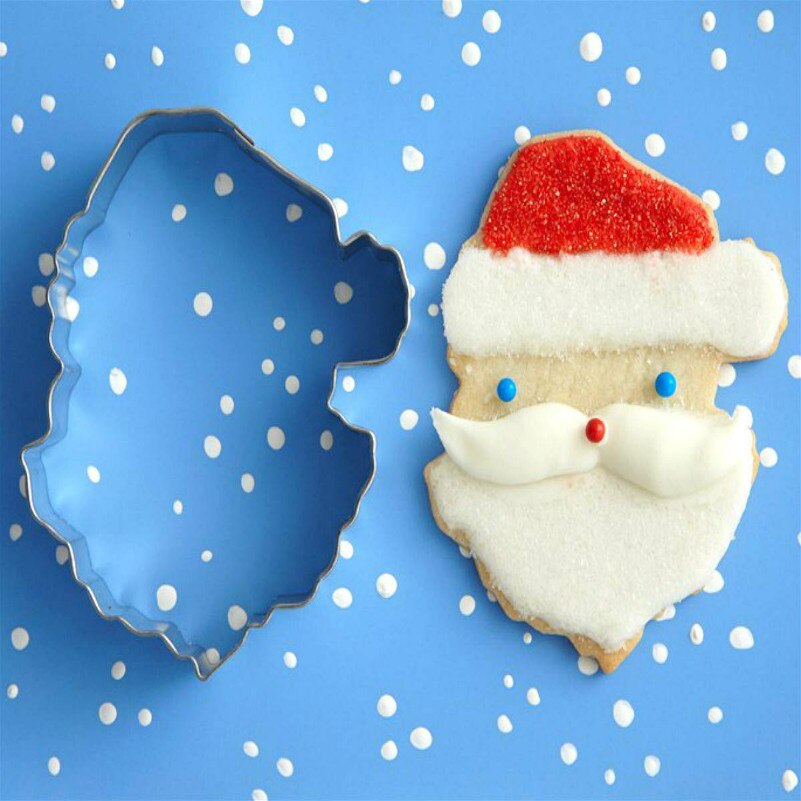 KENIAO Weihnachten Cookie Cutter einstellen-5 Stück-Schneeflocke, Weihnachten Baum, Lebkuchen Mann, Santa Gesicht, springen Rentier Cutter
