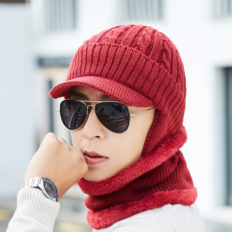 Unisex Mannen Vrouwen Winter Warm Hat Nek Warmer Ambachten Knit Visor Beanie Fleece Gevoerde Ear Flap Cap-Opk