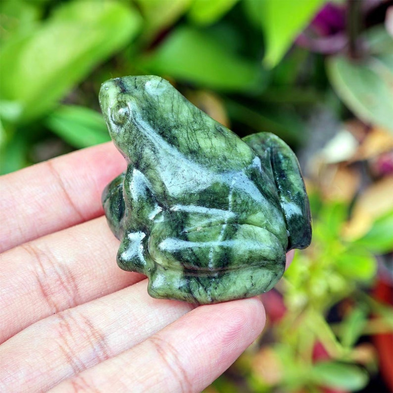 Rana de jade verde mezcla Natural, animal de cuarzo, rana de cristal, decoración del hogar, espécimen Mineral, de cristal, curación Reiki, 1 ud.