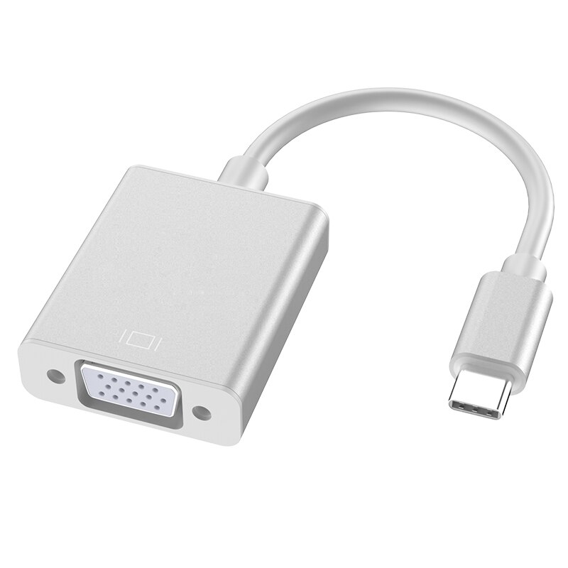 Type C Naar Vrouwelijke Vga Adapter Kabel Usbc Usb 3.0 Naar Vga Adapter Usb Hub Ноутбук Планшет Флешка Планшеты أجهزة الكمبيوتر المحمولة: Zilver