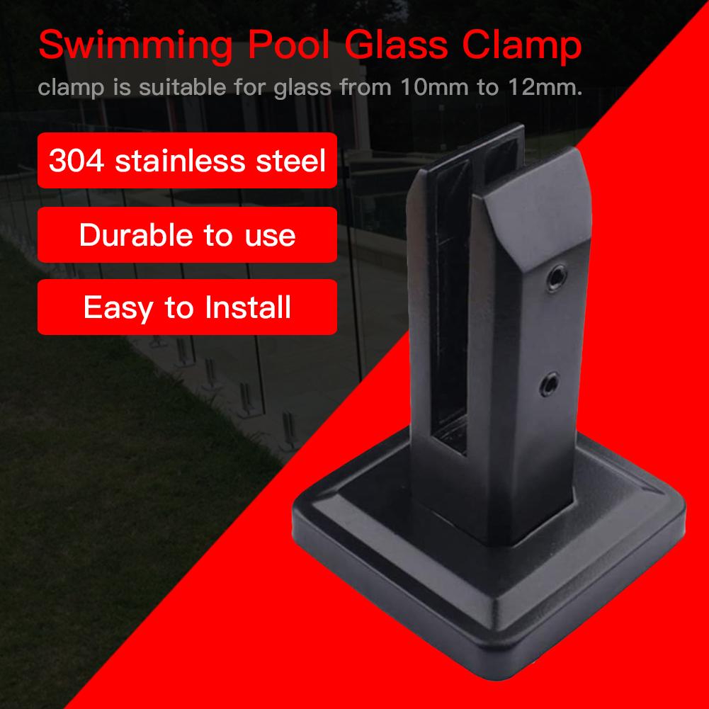 304 Stainless Steel Square Clamp Glass Panel Pool Fence Staircase Bracket Spigot Balustrade Floor Deck Mount Support Clamp 40p