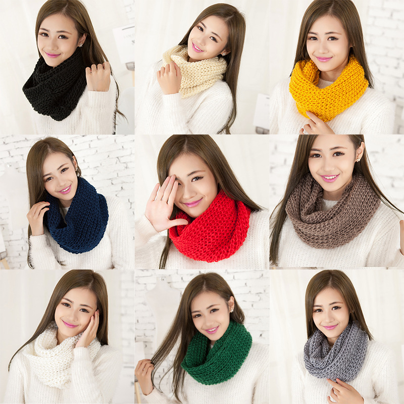 Winter Loop Scarf Women Infinity Knitted Scarf Circle Neck Scarf women Super Chunky Snood Unsex Solid Crochet Shawl