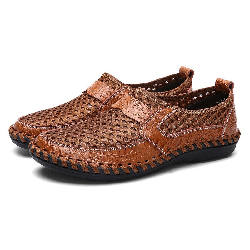 1 paar heren mesh casual schoenen ademend antislip voor zomer wandelen autorijden & t8: Bruin / 40