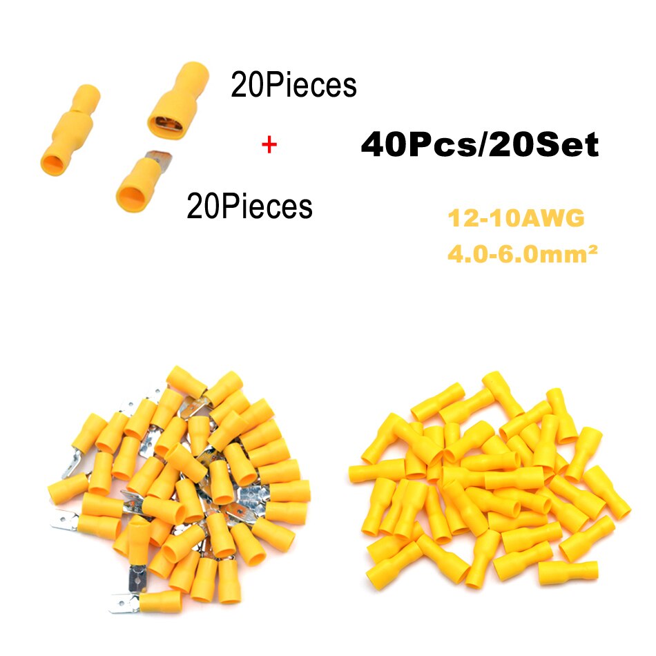 40 pièces 20 ensemble fil électrique connecteur mâle femelle sertissage isolation Nylon câble Terminal MDD FDD voiture terminateur