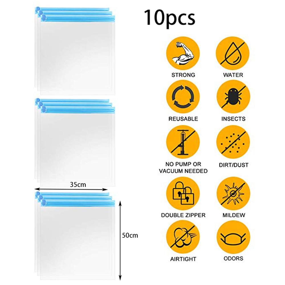 10 stuks vacuüm opbergzak quilt opbergzak transparant opvouwbaar extra groot gecomprimeerd organizer ruimtebesparend kleding sealzak
