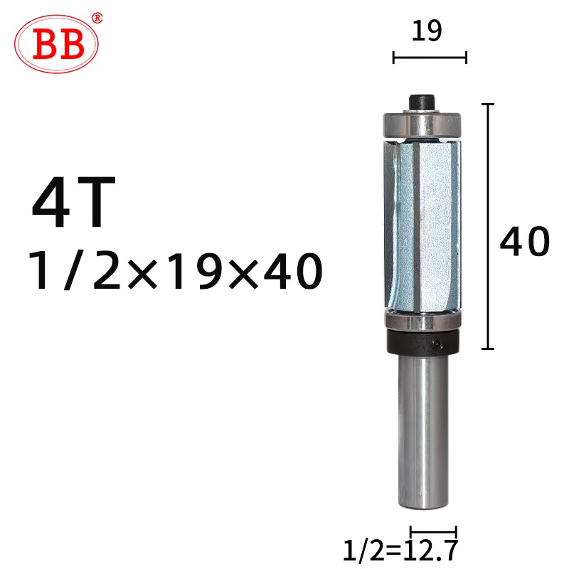 BB Router Bit Bearing Spiral &amp; Straight Flush Trimming Tool Woodworking 1/2 1/4 Diameter Carbide CNC Side Milling Cutter DIY