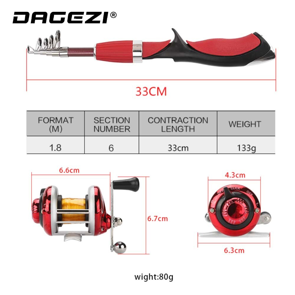 Dagezi Ijs Hengel + Reel Spinning Vissen Wiel Ijs Staaf Combo Visgerei