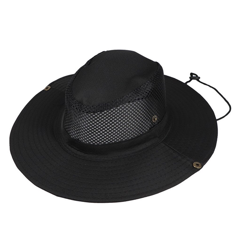 Brede Rand Vissen Zon Caps Zomer Mesh Zonnebrandcrème Grote Dakranden Uv-bescherming Voor Camping Hengelen Safari Wandelen Outdoor Activiteit: Black