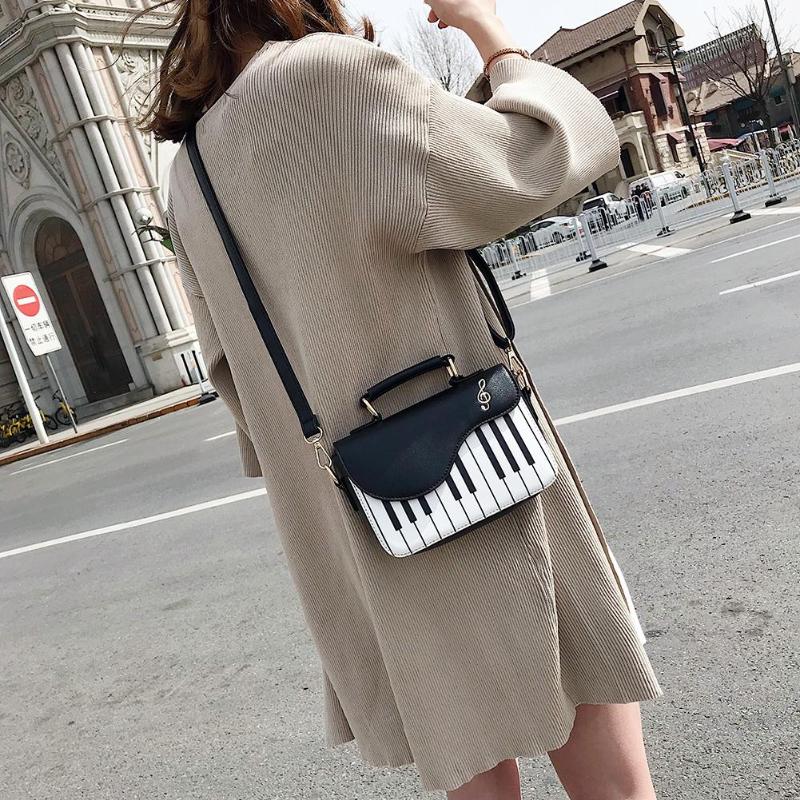 Cute Piano Pattern PU Leather Casual Ladies Handbag Shoulder Bag Crossbody Messenger Bag Pouch Totes Women&#39;s Flap bolsas