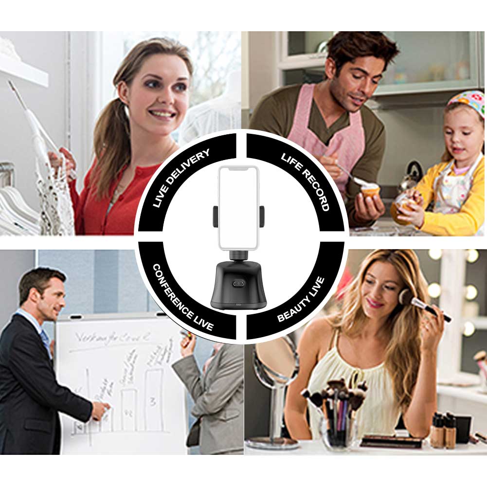 Auto Face Tracking Desktop Camera Mount AI Composition Rechargeable 360 Degree Rotation Cameraman Mobile Phone Gimbal Stabilizer