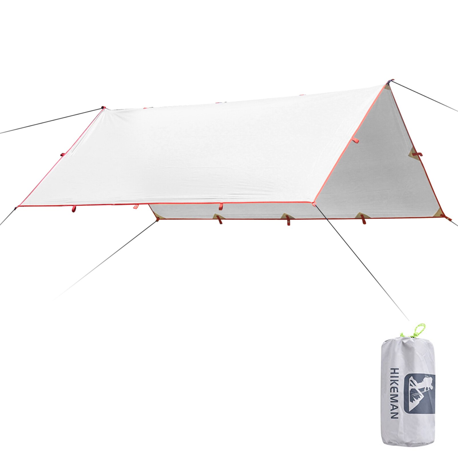 3.2X3M Luifel Waterdicht Tarp Tent Schaduw Vouwen Camping Luifel Ultralight Strand Zon Onderdak Versterkte Stiksels Zilveren Coating: Silver no Pegs